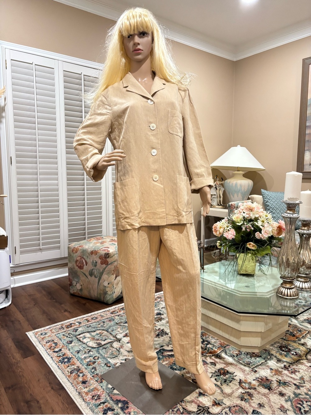Women’s Beige Blazer & Trouser Set - Neutral Relaxed Suit Jacket